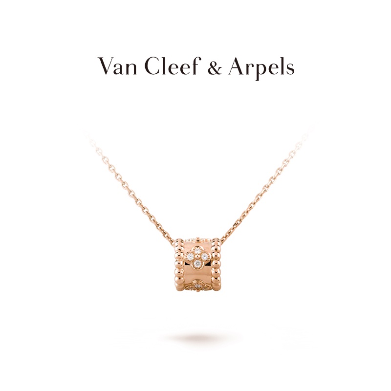 [พร้อมกล่อง] Vca Van Cleef &amp; Arpels Perlee Four Leaf Lucky K Gold Rose Gold จี้เพชร