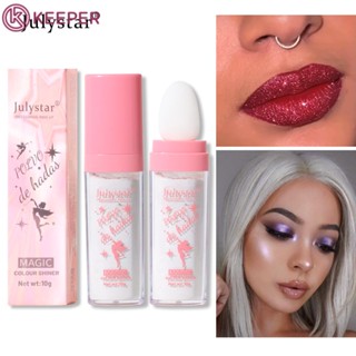 Julystar Diamond Glitter Polvo De Hadas Highlighter Powder Makeup Gel Face Body Brighten Glitter Natural Contour Blush แต่งหน้า【Keeper】