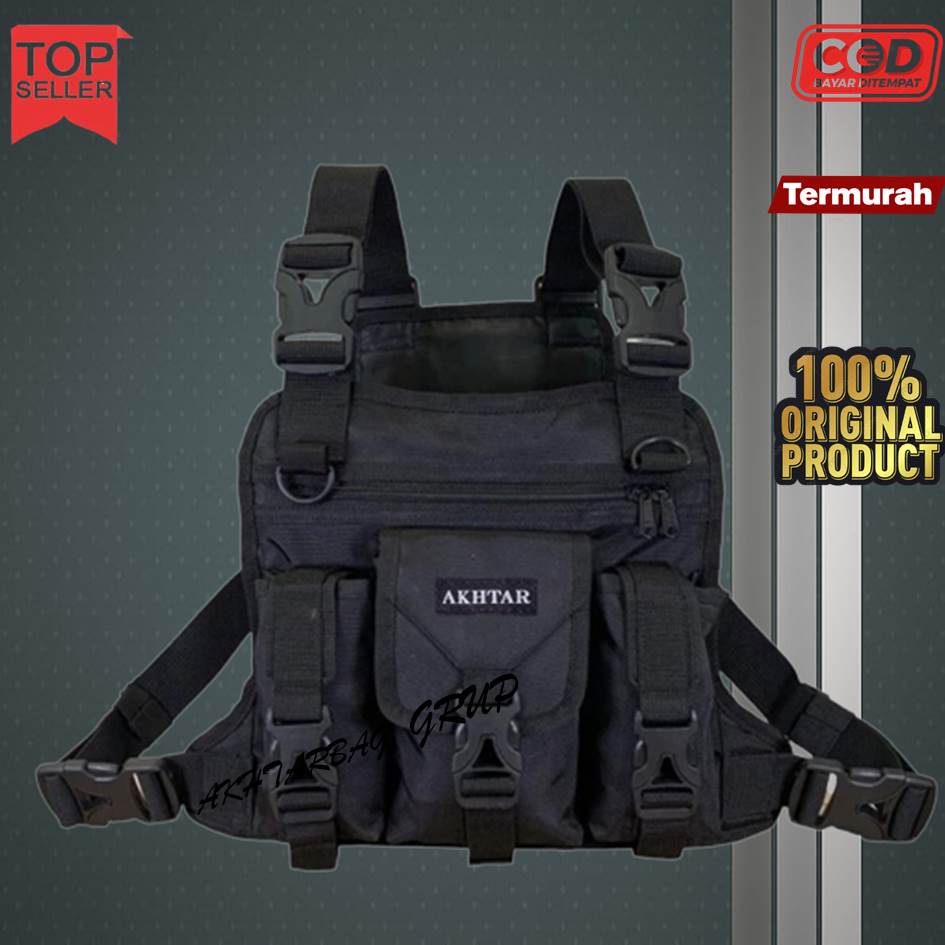 ใหม่ล่าสุด ORIGINAL BLACK POLICE TACTICAL ARMY VEST CHEST BAG สําหรับผู้ชาย