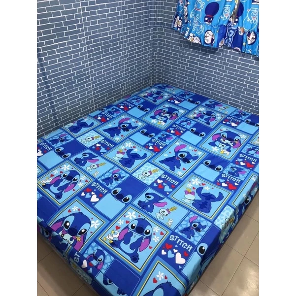 ผ้าห่มนวม/ผ้าปูที่นอน ลายสติทซ์ ขนาด 3 5 6 ฟุต ผ้า COTTON 100%