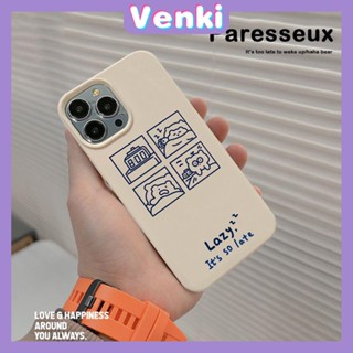 VENKI - Case For iPhone 14 Pro Max Soft TPU Candy Case Cute Lazy Bear Glossy Khaki Back Cover Camera Protection Shockproof For iPhone 13 12 11 Plus Pro Max 7 Plus X XR