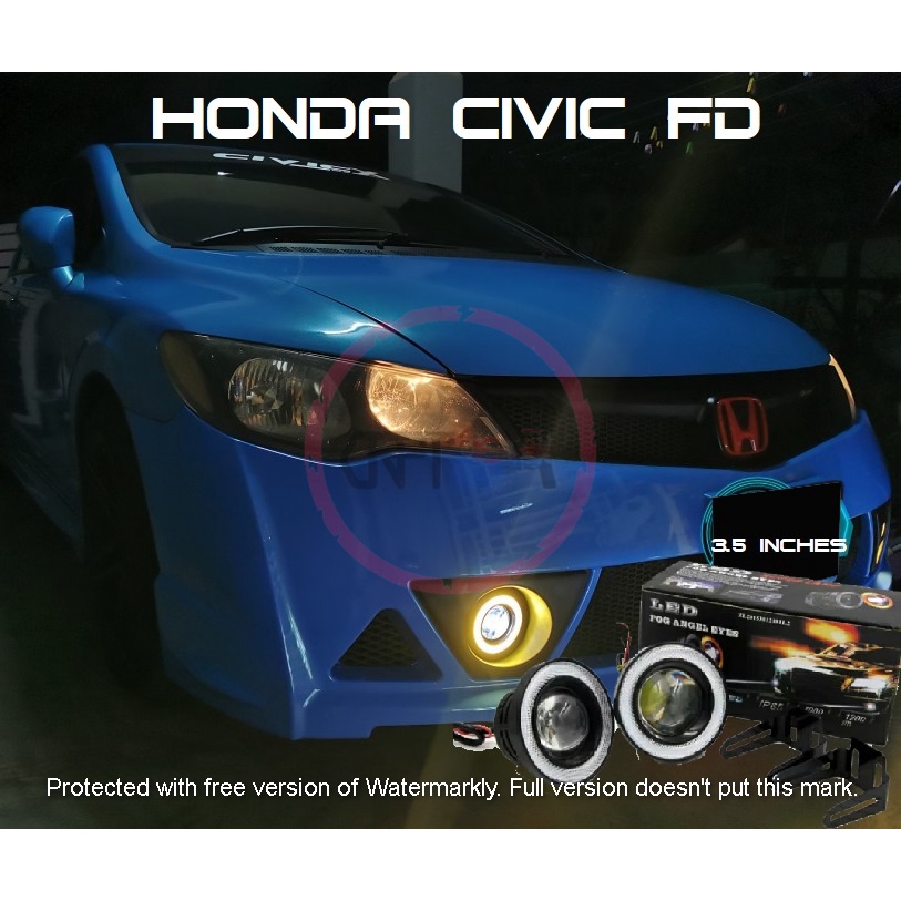 SC511 Honda Civic FD Lampu กีฬาหมอกไฟ Foglamp หมอกโคมไฟ Kereta แหวนรถ COB LED Angel Eagle Eyes