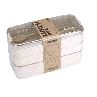 Wheat Straw Plastic Lunch Box Bento Box for School Kids Office Worker 3layers Microwae Heating Lunch Container Food Stor