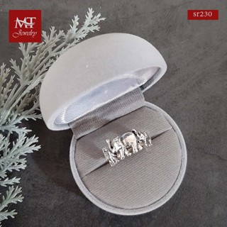 MT แหวนเงินแท้ ลายช้างเล็ก-ใหญ่ 3ตัว งานรมดำไซส์: 51, 53, 54, 56, 58 Solid 925 Sterling Silver Ring (sr230) MT Jewelry มณีธารา