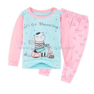 L-PJG-822 ชุดนอนเด็กแนว สีชมพู ลายแมว Size-120 (5-6Y)