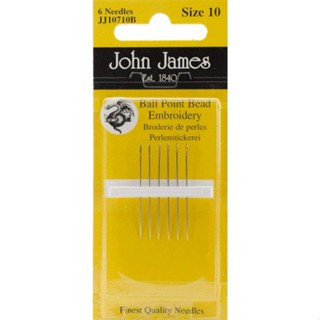 John James Ball Point Bead Embroidery Needles เข็มปักลูกปัด เบอร์ 10 (แพ็ค 6 อัน)