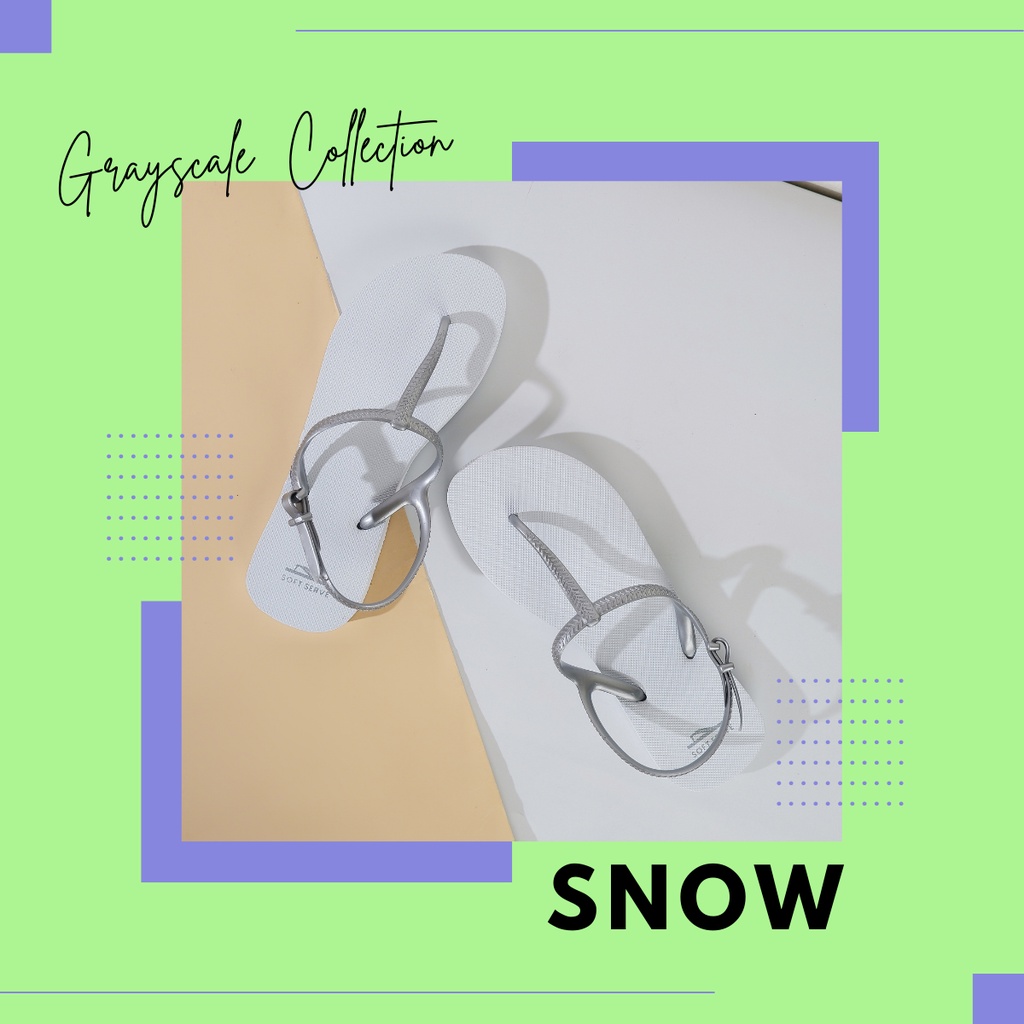 Softserve รองเท้าแตะคีบ รัดส้น ยางพาราแท้ สี Grayscale-Snow