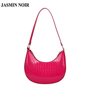 Jasmin NOIR กระเป๋าสะพายไหล่ กระเป๋าถือ ลายหนังจระเข้ เรียบง่าย สําหรับสตรี