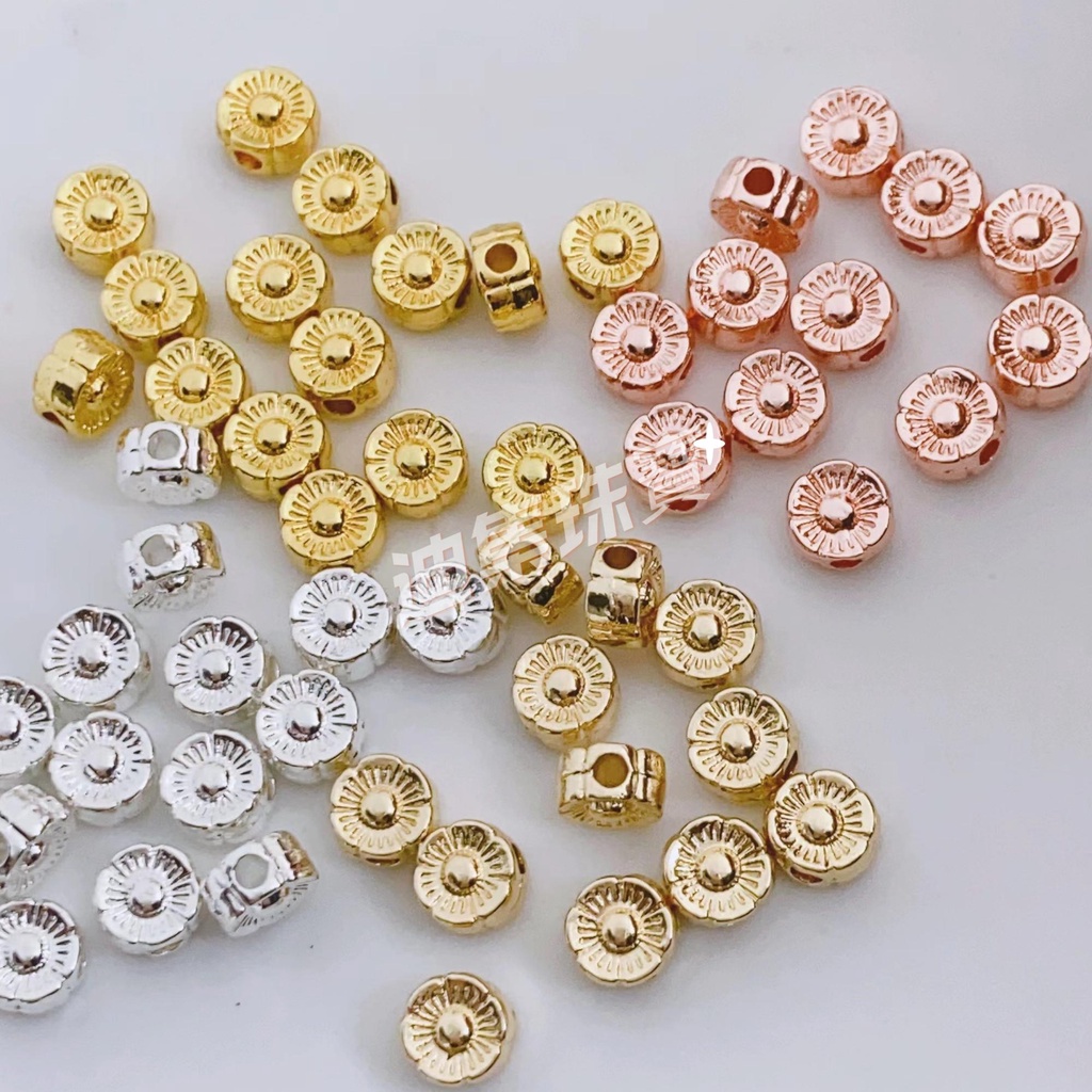 A10235 [14K Gold-Clad Accessories] 14k Gold-Clad Color-Prestitute Double-Sided Small Flower 6mm Brea