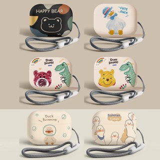 เคสหูฟัง แบบนิ่ม ลายไดโนเสาร์ พร้อมสายคล้อง สําหรับ AirPods Pro2 2022