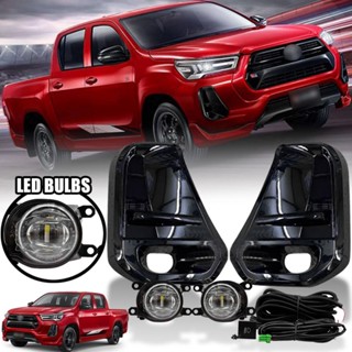 ไฟตัดหมอก ดวงไฟ LED รุ่น โตโยต้า ไฮลักซ์ รีโว่ TOYOTA HILUX REVO GR SPORT ปี 2022-2023 พร้อมครอบ สีดำ และชุดสายไฟ 1 ชุด