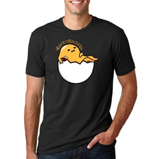 เสื้อยืดผ้าฝ้ายพรีเมี่ยม เสื้อยืดแขนสั้น ผ้าฝ้าย พิมพ์ลายการ์ตูน Gudetama Lazy Egg Yolk น่ารัก ฮาราจูกุ ใส่สบาย สีดํา สํ