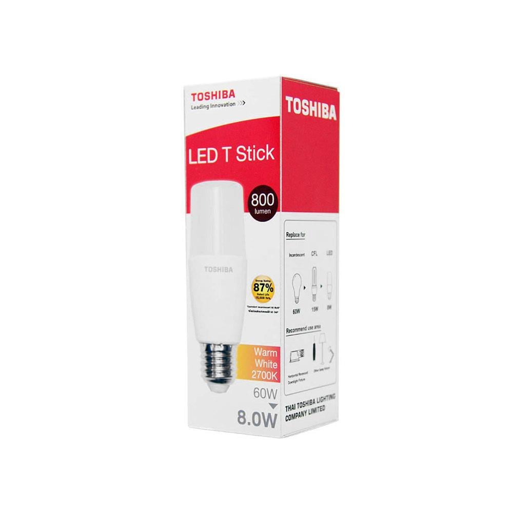 TOSHIBA หลอดไฟ Led Stick T7 11w/8w ขั้วE27 ทรงเรียว ประหยัดพื้นที่รับประกันสินค้า 1 ปี มี มอก@wsang