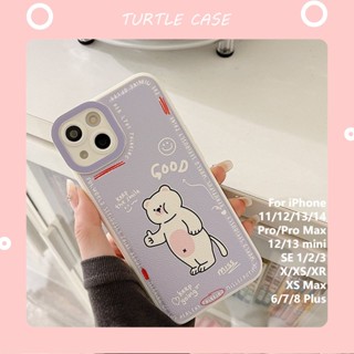 [พร้อมส่ง] เคสโทรศัพท์มือถือหนัง ลายการ์ตูนหมี Tik Tok สําหรับ Apple iPhone 14 13 12 11 PROMAX XS XR XSMAX SE2020 6 7 8PLUS MINI