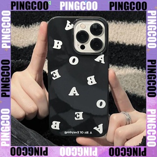 PingCoo - Candy Case For iPhone 14 13 12 11 Plus Pro Max XR TPU Soft Glossy Black Case Creative Letter Camera Protection Shockproof Back Cover