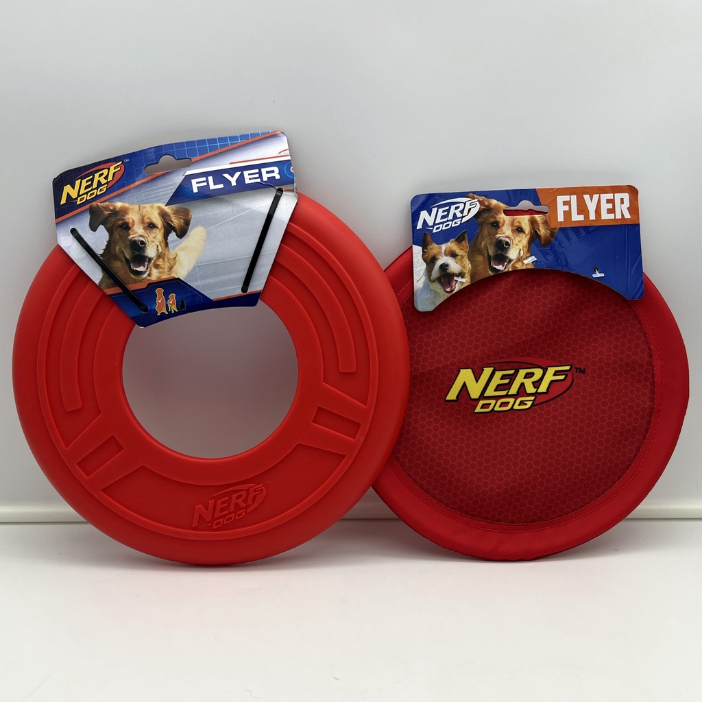 Nerf Dog Flyer Frisbee สําหรับสุนัข 2-Types 10 Rubber Dog Frisbee หรือ 8 Nylon Soft Frisbee สําหรับ Labrador Golden Retrievers