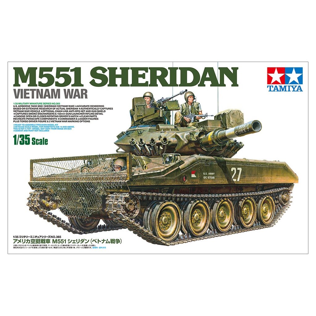 TAMIYA 25185 1/35 U.S. Airborne Tank Vietnam War M551 Sheridan ชุดโมเดลประกอบทามิย่าแท้