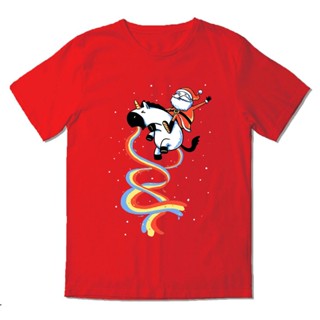 ลายใหม่ล่าสุด เสื้อยืดพิมพ์ลายยูนิคอร์นสายรุ้ง ผ้าฝ้าย 100%