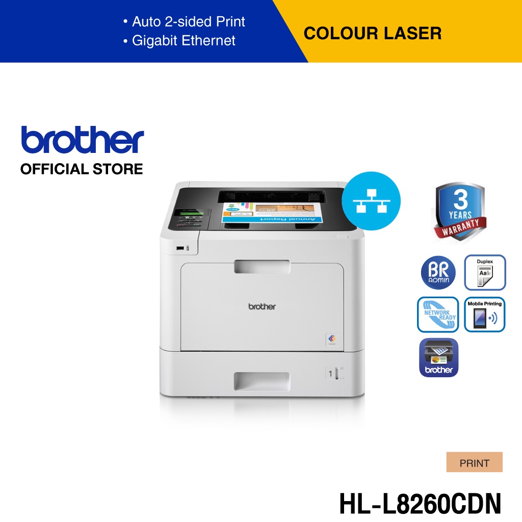 Brother HL-L8260CDN Color Laser Printer เครื่องพิมพ์เลเซอร์สี (พิมพ์ 2 หน้าอัตโนมัติ)