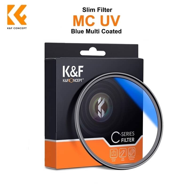 K&F FILTER SLIM MC UV BLUE COATING JAPAN OPTICS 49mm, 52mm, 55mm 58mm, 62mm, 67mm, 72mm, 77mm, 82mm