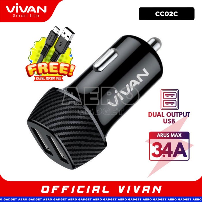 VIVAN Car Charger Fast Charging Car Charger Dual USB 3 4A CC02C U0Y7 อินเทรนด์แนะนําร่วมสมัยอเนกประส