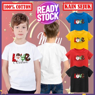 เสื้อยืด ผ้าฝ้าย 100% พิมพ์ลายคริสต์มาส Baju Budak Lelaki Baju Budak Perempuan สําหรับเด็ก