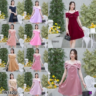 J18201 เดรสสายเดี่ยว อกโบว์ Single strap dress, bow chest