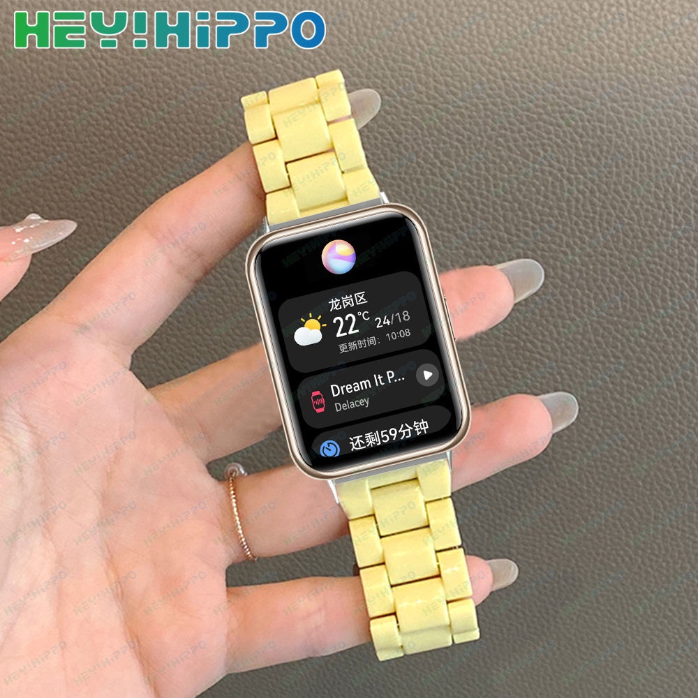 สายนาฬิกาข้อมือเรซิ่น สีแคนดี้ พร้อมเคสป้องกัน TPU สําหรับ Huawei Watch Fit New Fit 2 Smart Watch Huawei Watch FIT2