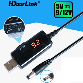 Hdoorlink USB Boost Converter DC 5V ถึง 9V 12V USB Step-up Converter Cable Connecter สําหรับแหล่งจ่ายไฟ / ชาร์จ / แปลงพลังงานพร้อมโวลต์มิเตอร์ดิจิตอล LED