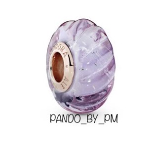 (พร้อมส่ง)Pandora Murano Charm มูราโน่ม่วงเเกนโรสโกลด์ ชาร์มPandoraของเเท้100%