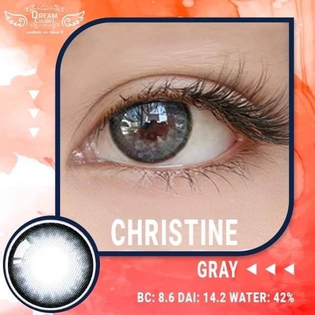 คอนแทคเลนส์ สี CHRISTINE GRAY/ DIA14.2/BC 8.6/ค่าอมน้ำ42ค่าสายตา 0.50D-10.00D #ร้านแนะนำ