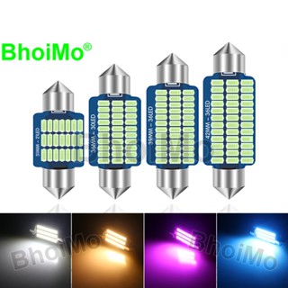 Bhoimo หลอดไฟ led 3W 31 มม. C3W 36 มม. C10W C5W 28 มม. 39 มม. 41 มม. 3014 DC12V สีขาวอบอุ่น สําหรับติดป้ายทะเบียนรถยนต์