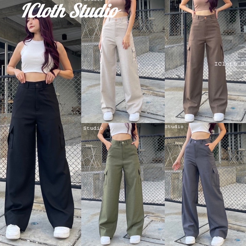 New Cargo Pants (XS-3XL)กางเกงผ้าสใตล์คาร์โก้เกาหลี ทรงสวย สีสวยทุกสี