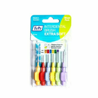 TePe Interdental Brush Extrasoft แปรงซอกฟันเทเป้ ขนนุ่มพิเศษ (แพค 6 ตัว)