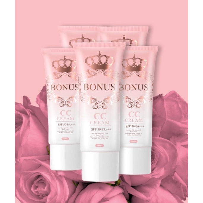 [แพ็ค5] กันแดด Bonus Kiss CC Cream SPF 50 PA+++  ซีซีครีมกันแดดปรับสีผิวขาวใส1-3ระดับทันทีที่ทากันน้