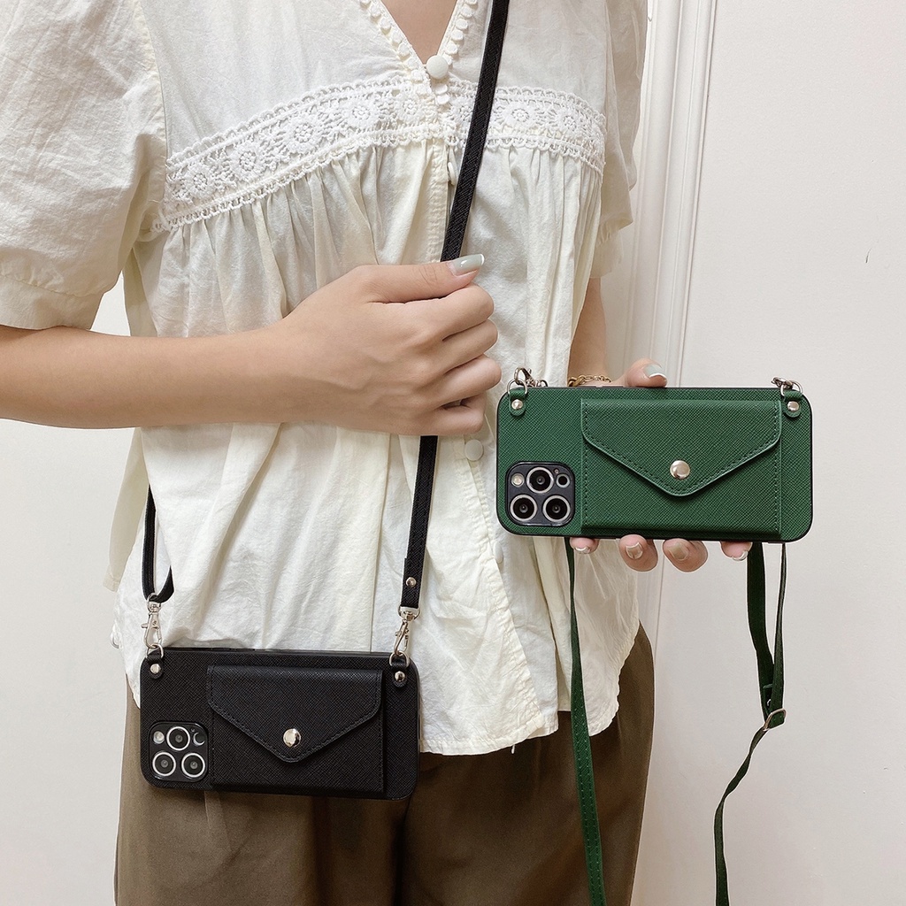 เคสโทรศัพท์ เคส กระเป๋าใส่บัตร เคสโทรศัพท์หนัง ซิลิโคนนิ่ม พร้อมสายคล้อง และช่องใส่บัตร และสายคล้อง สําหรับ Samsung Galaxy S25 Plus S24 Ultra S23 Ultra S23 Plus S22 Ultra S22 Plus S21 FE S21 Ultra S20 Plus Note10+ Note20 Ultra Case