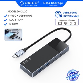 Orico อะแดปเตอร์ฮับ USB 3.0 4 พอร์ต บางพิเศษ พร้อม PD100W Type C และพอร์ต USB3.0 ถอดออกได้ สําหรับ MacBook Air PC(DH)