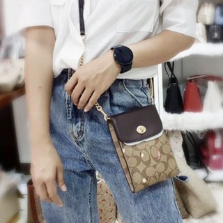 🤩กระเป๋าใส่โทรศัพท์ รุ่นมาใหม่คร้า ✅NEW COACH RACHEL PHONE CROSSBODY IN SIGNATURE CANVAS WITH BUTTERFLY PRINT