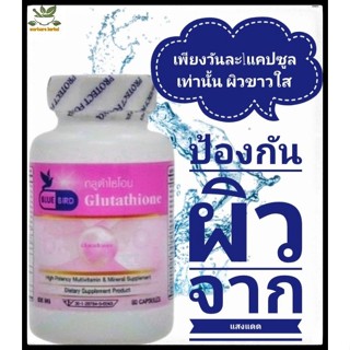 กลูต้าไธโอน 600มิลลิกรัม 60แคปซูล ลดริ้วรอย ปรับสภาพสีผิว ตราบลูเบิร์ด