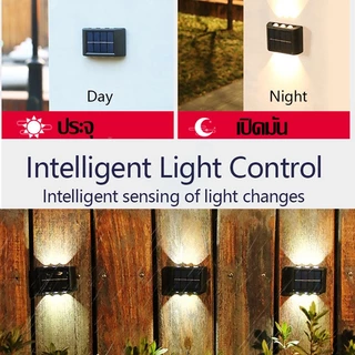 COD Solar light ไฟโซล่าเซลล์ โคมไฟติดผนัง สำหรับกลางแจ้ง โคมไฟติดผนังภายนอก 2/6/8/10/16led