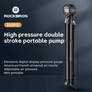 Rockbros เครื่องปั๊มลมยางจักรยาน บารอมิเตอร์แรงดันสูง 320PSI อลูมิเนียมอัลลอย ขนาดเล็ก ประหยัดแรงงาน