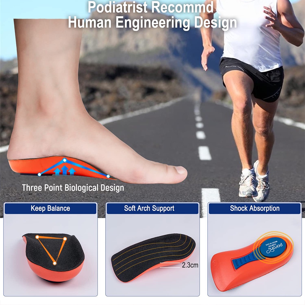 พื้นรองเท้าถ้วยส้น 1 คู่สําหรับอาการปวดส้นเท้า Plantar Fasciitis, พื้นรองเท้าดูดซับแรงกระแทกสูงสุด
