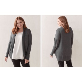 Open Knitted Cardigan with Shawl Collar - Addition Elle