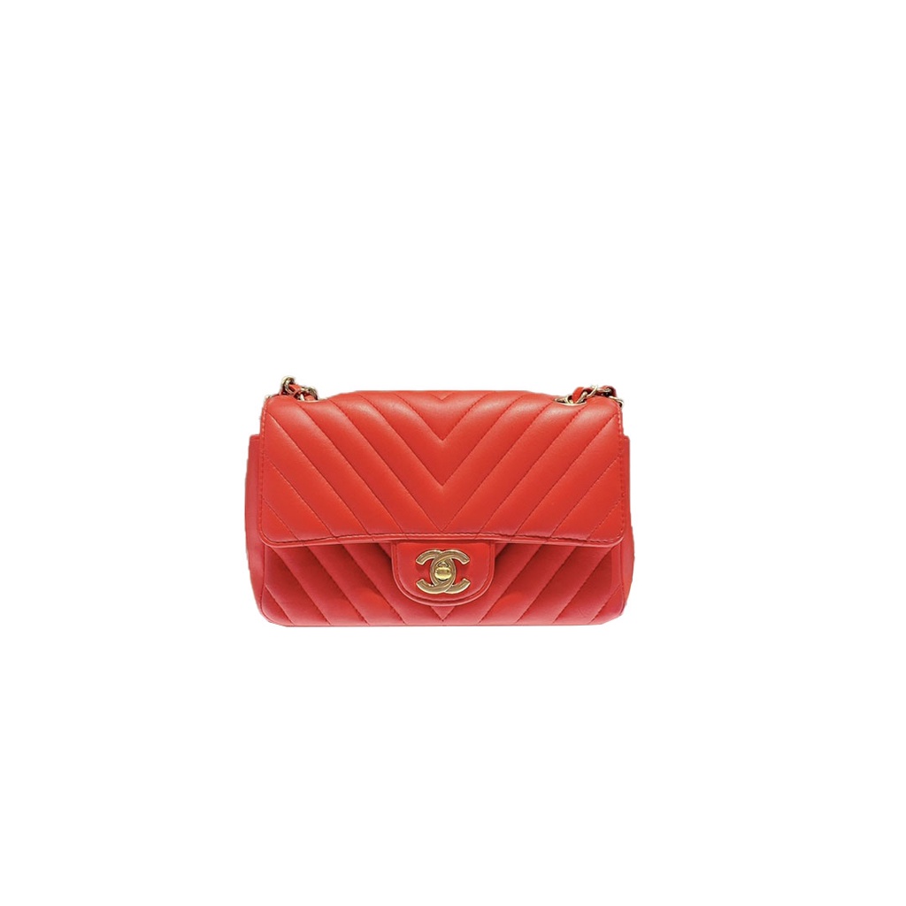 ♀♗ชาแนล CHANEL mini bag women กระเป๋าสะพายสีแดง Messenger bag แท้