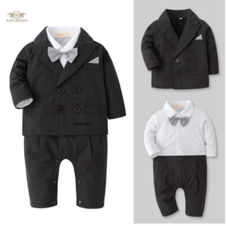 Cute Baby Suit สูท ชุดไปงานเด็กเล็ก สูทเด็กอ่อน สูทเด็กเล็ก เซท 2 ชิ้น บอดี้สูท+เสื้อคลุมสีดำ สวมใส่ง่าย ขนาด 70, 80,...