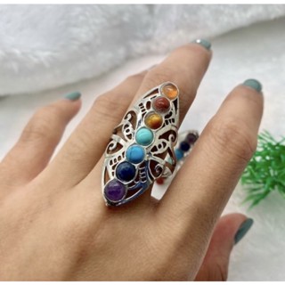 1Pc Natural 7 chakra Stone Ring Free size very high quality Chakra stone Ring for men and women.