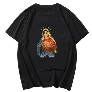 LYZH Sasha Grey Holy Mother Mary Ironic graphic t shirts short sleeve t-shirts O-neck T-shirt Streetwear Harajuku mens c