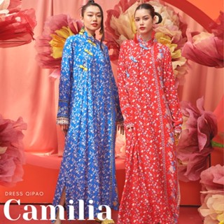 THONGYOY - Dress Qipao Camilia เดรสกี่เพ้าลายดอกไม้ ชุดจีนลายดอก ชุดเทศกาลตรุษจีน กี่เพ้าแฟชั่น