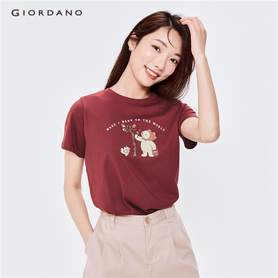 GIORDANO เสื้อยืดแขนสั้นผู้หญิง Women's printed tee 05392221