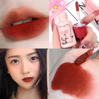 Cace high color value small milk bottle shape lip glaze matte matte matte red with the same type of white lipstick for the minority students